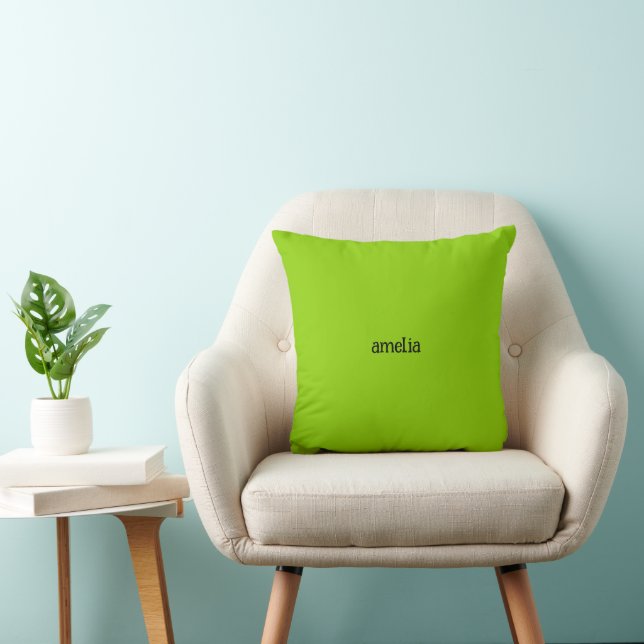 Trendy Bright Green Personalized Throw Pillow (Chair)