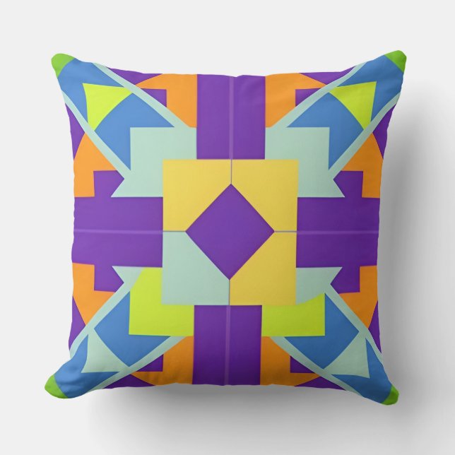 Trendy Bright Home Decor Geometric Colour Explosio Throw Pillow (Front)
