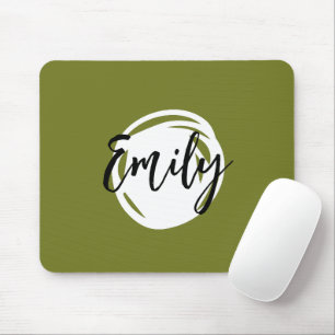 Trendy Bright Monogram Colourful greenery Script Mouse Pad