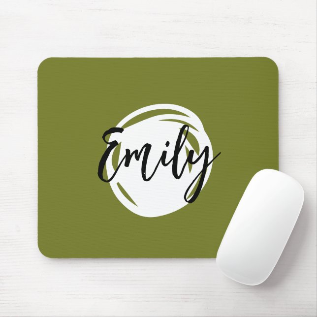 Trendy Bright Monogram Colourful greenery Script Mouse Pad (With Mouse)