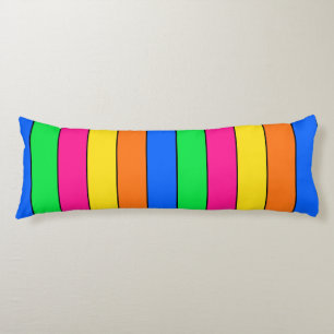 TRENDY BRIGHT NEON FLUORSCENT COLORS PINK STRIPES BODY PILLOW