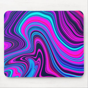 Trendy Bright Neon Purple Pink Abstract Pattern Mouse Pad