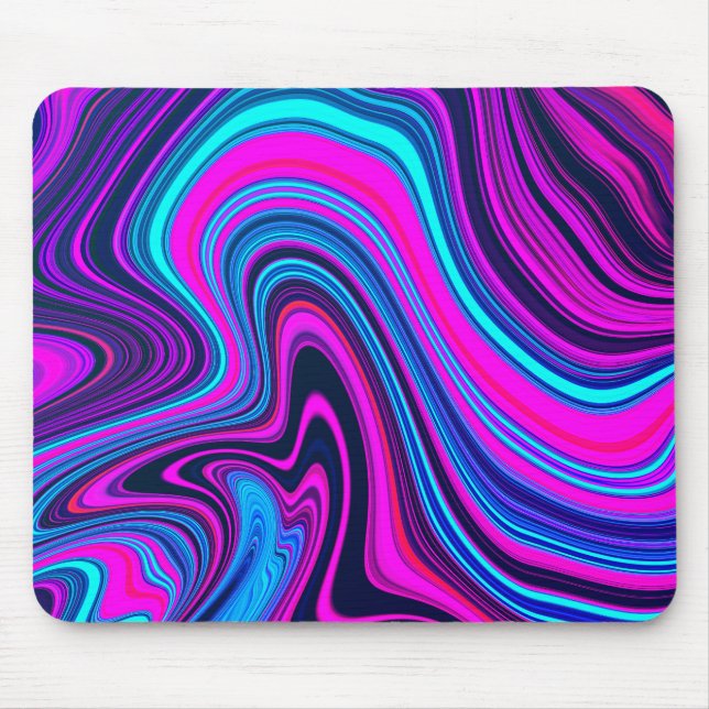 Trendy Bright Neon Purple Pink Abstract Pattern Mouse Pad (Front)