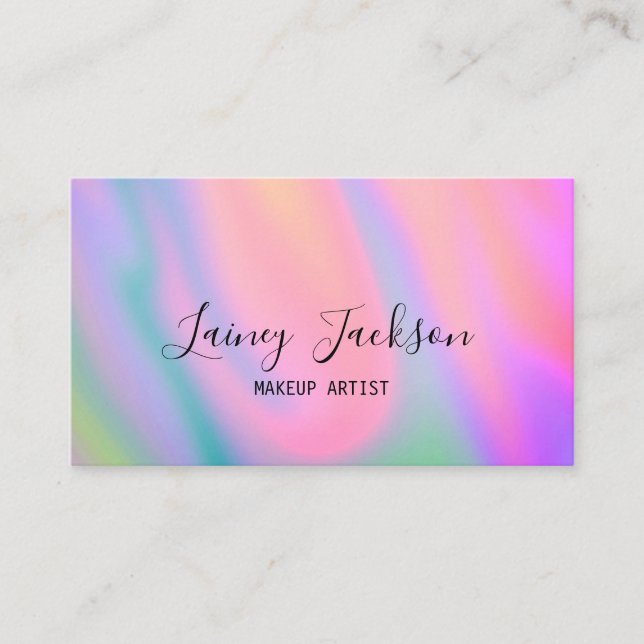 Trendy bright Pink Blue green abstract waves Business Card (Front)