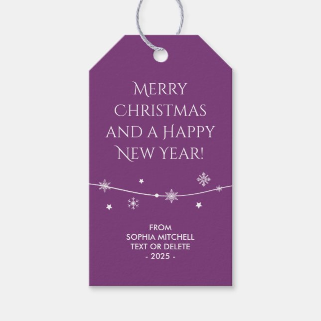 Trendy - Bright Purple - Snowflake Gift Tags (Front)