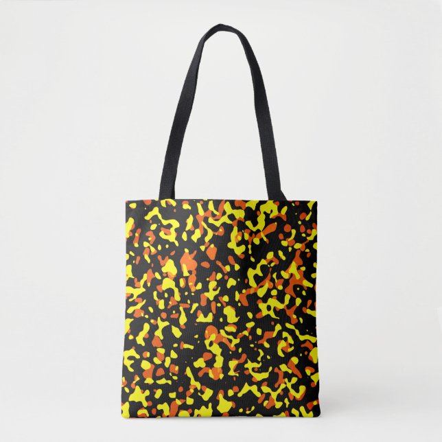 Trendy bright Yellow and Orange Camouflage Pattern Tote Bag (Front)