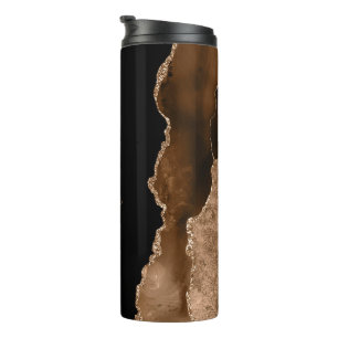 Trendy Brown and Gold Agate marbled Thermal Tumbler
