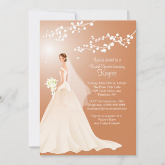 Trendy Brown BRUNETTE Bride Bridal Shower Invite