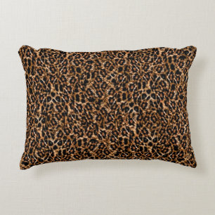 Trendy Brown Exotic Fur Pattern Leopard Print Decorative Pillow