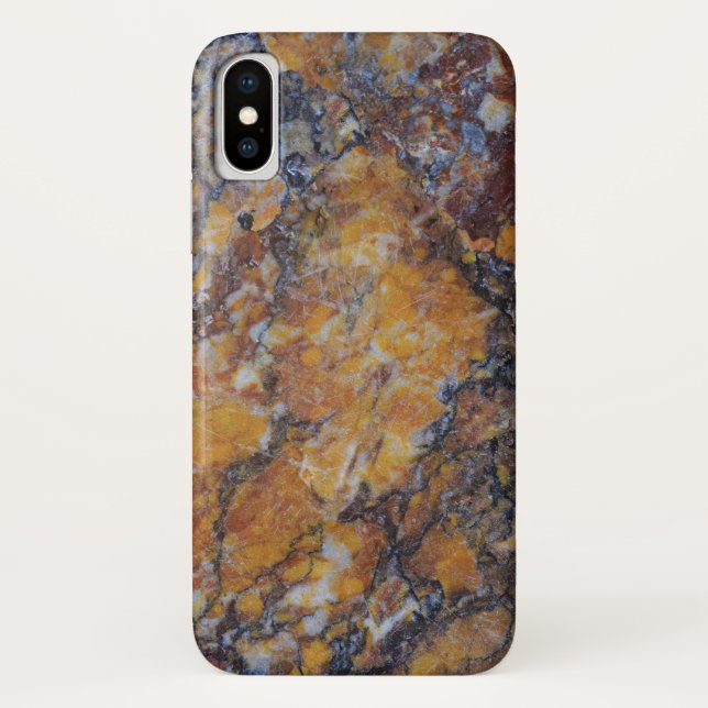 Trendy Brown Faux Marble Stone Case-Mate iPhone Case (Back)