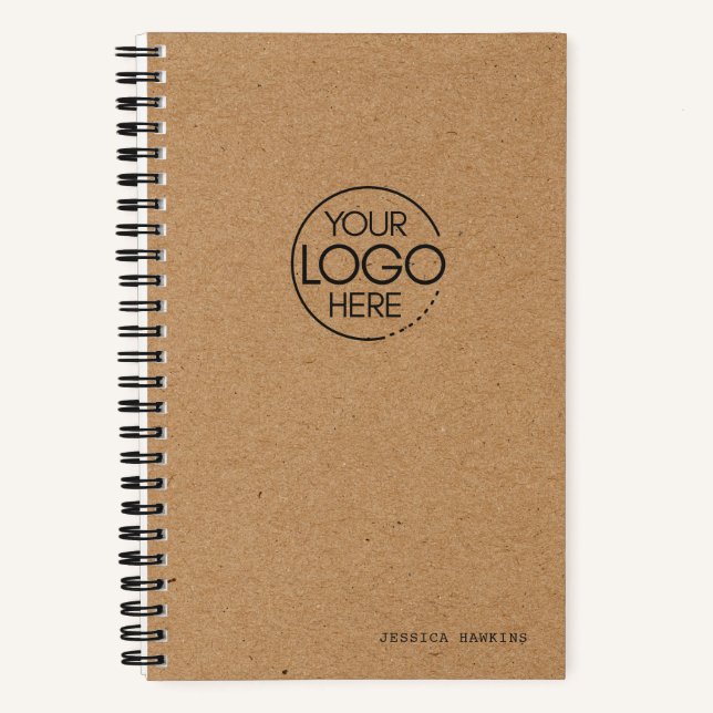 Trendy Brown Kraft Paper Modern Logo Notebook (Front)