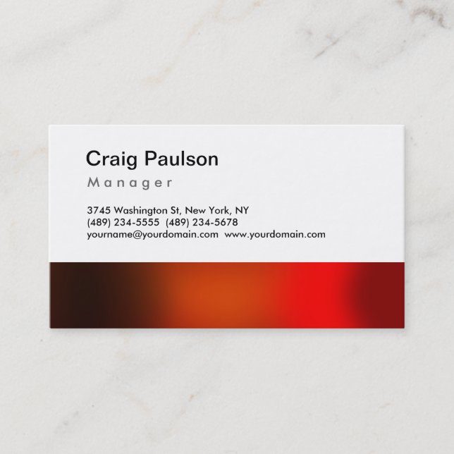 Trendy Brown Red Orange Manager Business Card (Front)