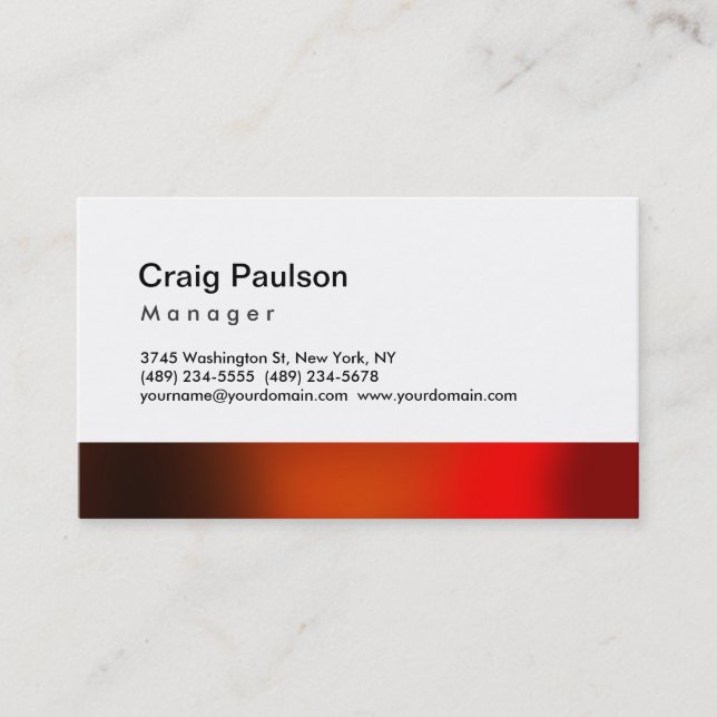 Trendy Brown Red Orange Manager Business Card (Front)