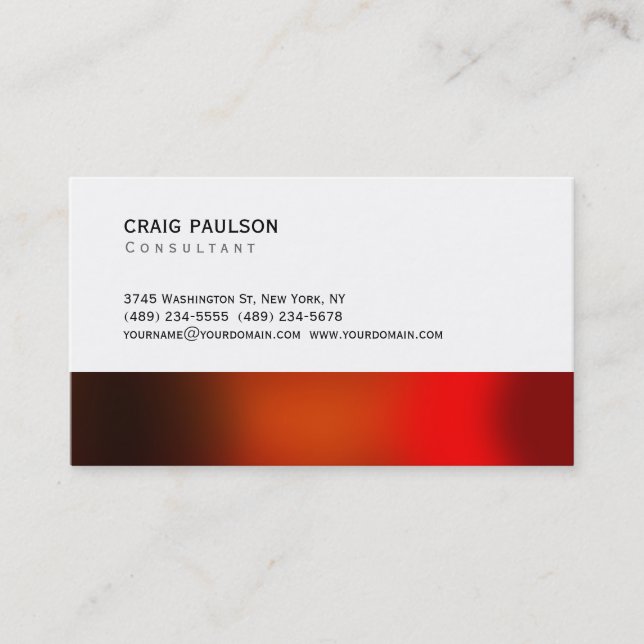 Trendy Brown Red Orange White Business Card (Front)