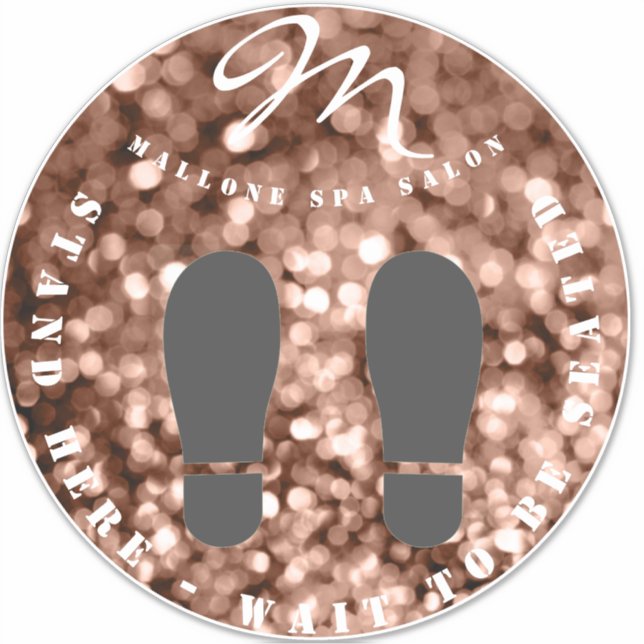 Trendy Brown Sparky Monogram Salon Floor sticker (Front)