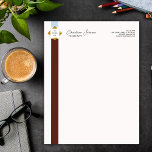 Trendy Brown Stripes Gold Logo Letterhead<br><div class="desc">Enhance your professional correspondence with our Trendy Striped Letterhead. This contemporary minimalist design features an elegant white backdrop with captivating two-colour stripes, adding a touch of style. The logo will be beautifully accented with gold borders adds a touch of elegance. Whether you're sending important documents, letters, or invoices, this letterhead...</div>