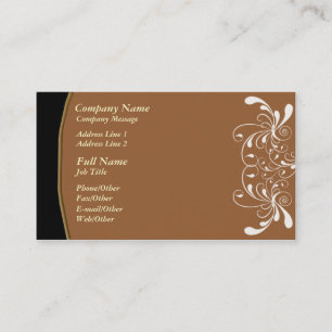Trendy Brown w/ White Swirl Business Card Template
