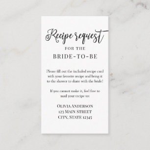 Trendy Brush Script Recipe Request Enclosure Card