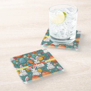 Trendy Bunny Easter Collection Glass Coaster