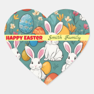 Trendy Bunny Easter Collection Heart Sticker