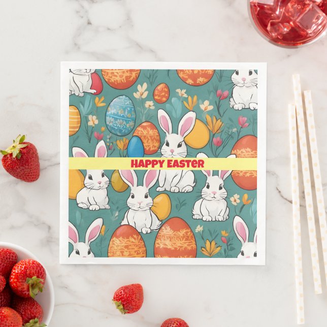 Trendy Bunny Easter Collection Napkin (Insitu)