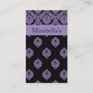 Trendy Business Card Damask Double Purple Black