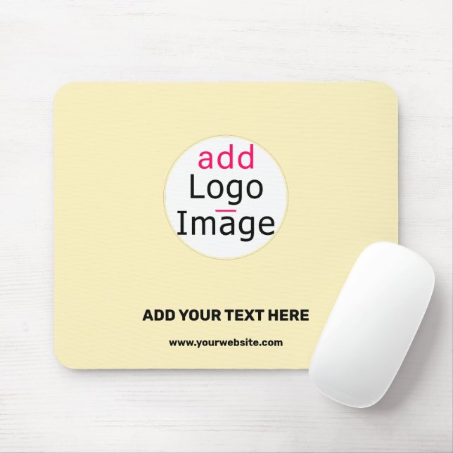 Trendy business customizable light vanilla yellow mouse pad (With Mouse)