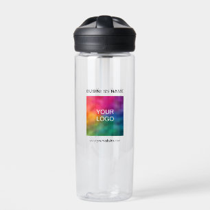 Trendy Business Name Logo Url QR Code Template Water Bottle
