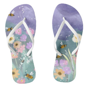 Trendy Buzzing Bees Garden Delight  Flip Flops
