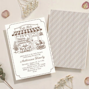 Trendy Cafe Bebe French Coffee Shop Baby Shower Invitation