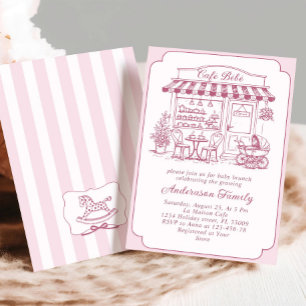 Trendy Cafe Bebe French Coffee Shop Baby Shower Invitation
