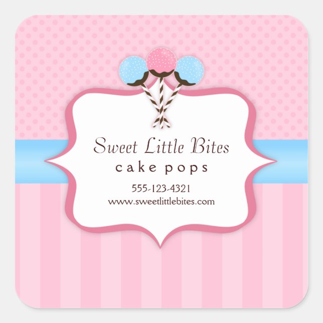 Trendy Cake Pop Bakery Labels (Front)