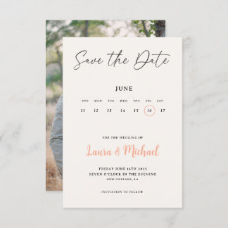 Trendy Calendar Save The Date With Photo Invitation