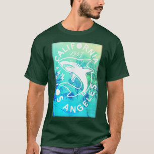 Trendy California Vintage Shark Print T-Shirt
