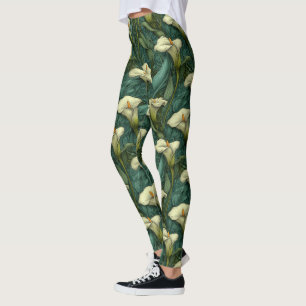 Trendy Calla Lilies Sparkle Fitness Yoga Leggings