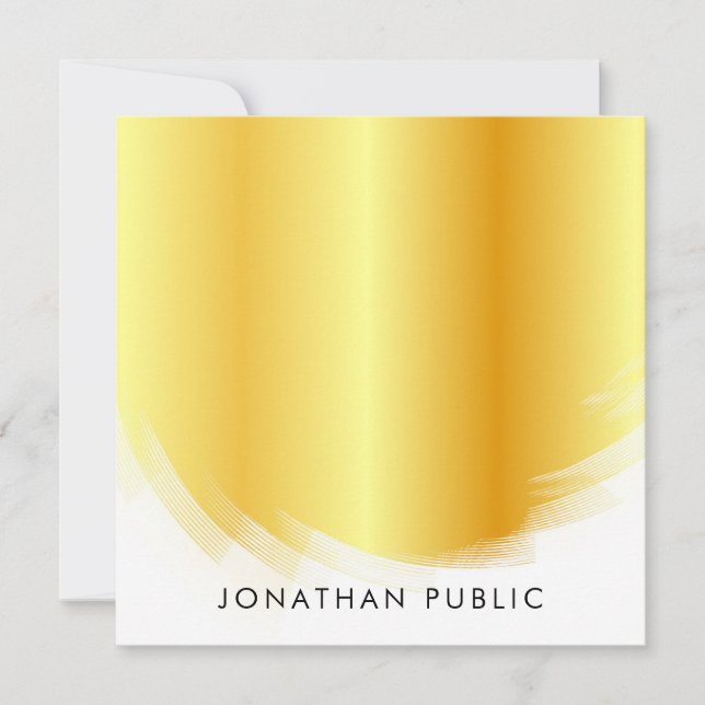 Trendy Calligraphed Script Monogram Elegant Gold Card (Front)