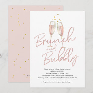 Trendy calligraphy brunch and bubbly bridal shower invitation