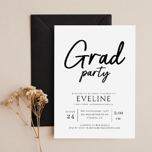 Trendy Calligraphy Script Grad Party Graduation Invitation