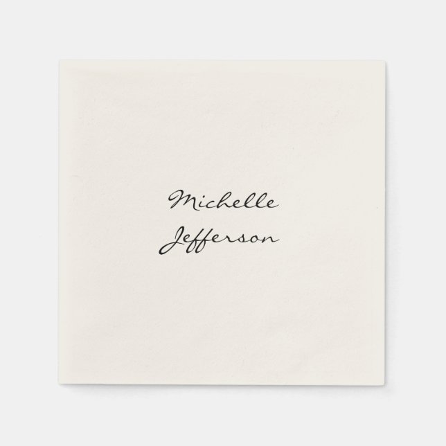 Trendy Calligraphy Script Name Minimalist Chic Napkin (Front)
