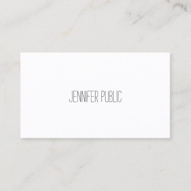 Trendy Calligraphy Text Elegant Clean Plain Modern Business Card (Front)