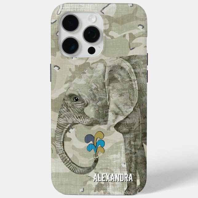 Trendy Camo Elephant on Green Camouflage Case-Mate iPhone Case (Back)