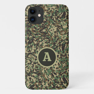 Trendy Camouflage Green Personalized Letter  iPhone 11 Case