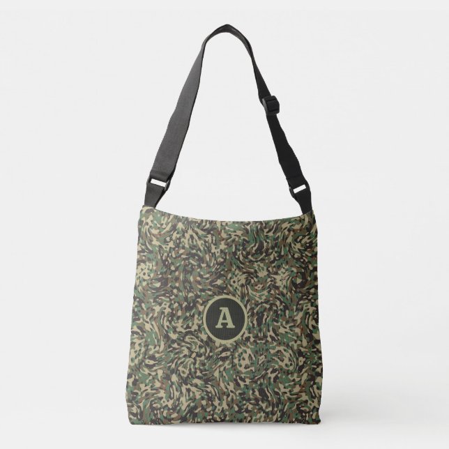 Trendy Camouflage Green Personalized Letter  Crossbody Bag (Front)