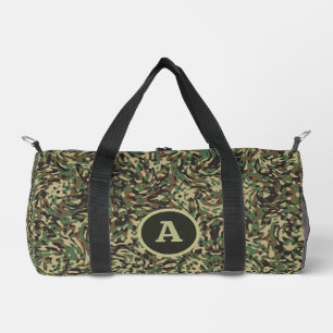 Trendy Camouflage Green Personalized Letter Duffle Bag