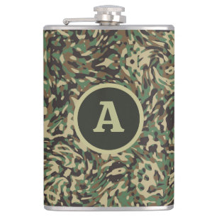 Trendy Camouflage Green Personalized Letter Hip Flask