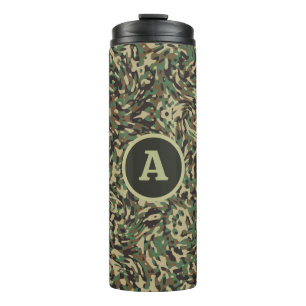Trendy Camouflage Green Personalized Letter  Thermal Tumbler