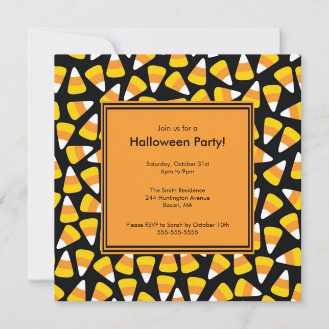 Trendy Candy Corn Halloween Invitation (Front)