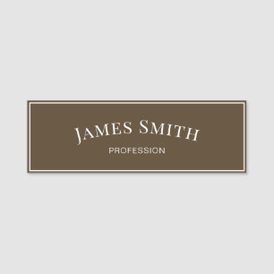 Trendy Carafe Brown White Border Minimalist Name Tag