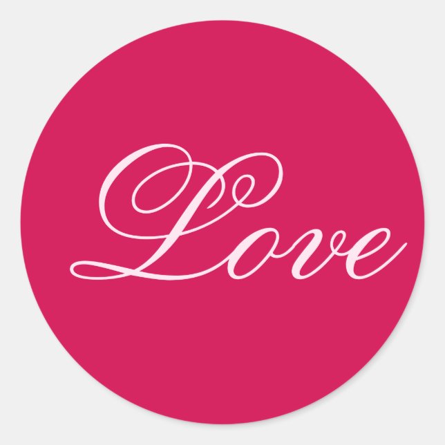 Trendy Carmine Background Love Wedding Classic Round Sticker (Front)