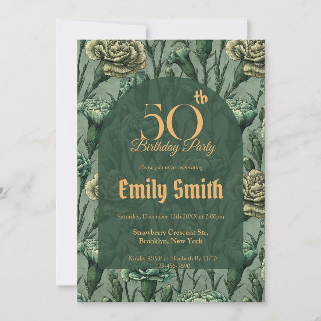 Trendy Carnation Charm Boho Birthday Invitation (Front)